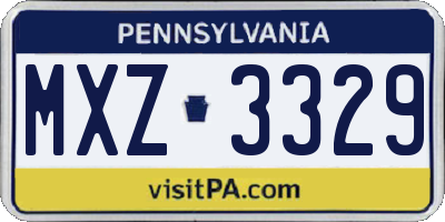 PA license plate MXZ3329