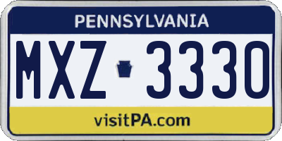 PA license plate MXZ3330