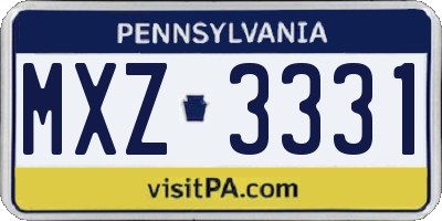 PA license plate MXZ3331