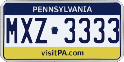 PA license plate MXZ3333