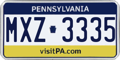 PA license plate MXZ3335