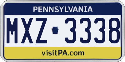 PA license plate MXZ3338