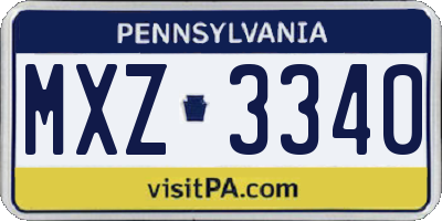 PA license plate MXZ3340