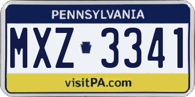 PA license plate MXZ3341