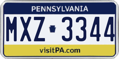 PA license plate MXZ3344