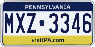 PA license plate MXZ3346