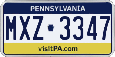 PA license plate MXZ3347