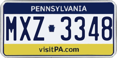 PA license plate MXZ3348