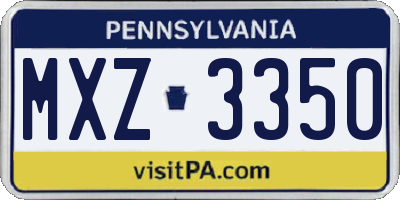 PA license plate MXZ3350