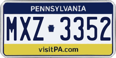 PA license plate MXZ3352
