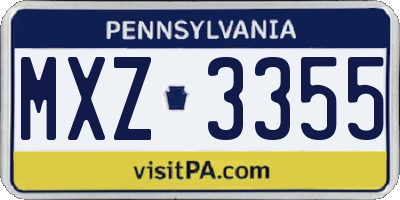 PA license plate MXZ3355