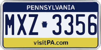 PA license plate MXZ3356