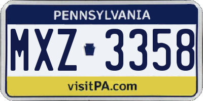 PA license plate MXZ3358