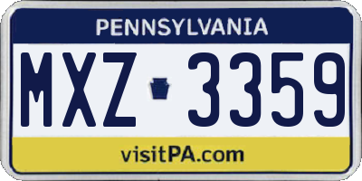 PA license plate MXZ3359