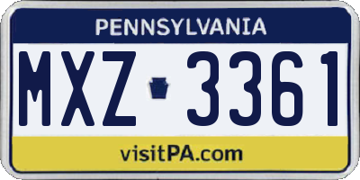 PA license plate MXZ3361