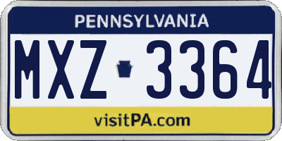 PA license plate MXZ3364