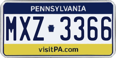 PA license plate MXZ3366