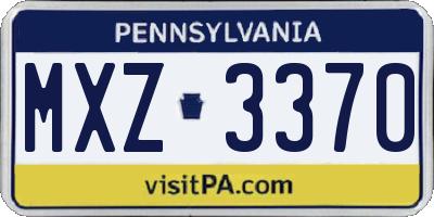 PA license plate MXZ3370