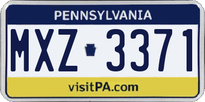 PA license plate MXZ3371