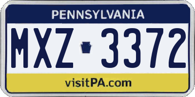 PA license plate MXZ3372