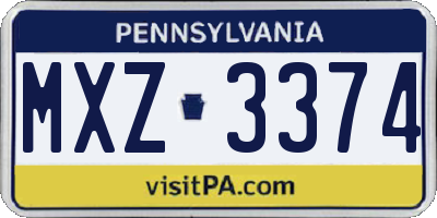 PA license plate MXZ3374