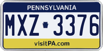 PA license plate MXZ3376