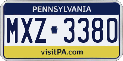 PA license plate MXZ3380