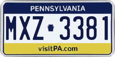 PA license plate MXZ3381