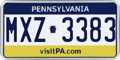 PA license plate MXZ3383