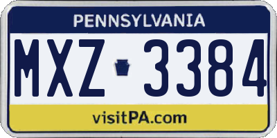 PA license plate MXZ3384