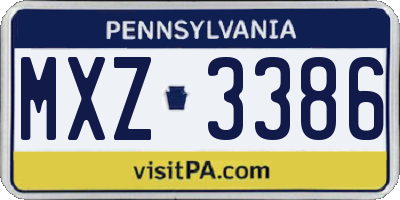 PA license plate MXZ3386