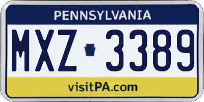 PA license plate MXZ3389