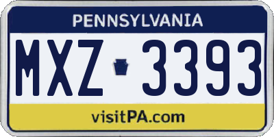 PA license plate MXZ3393