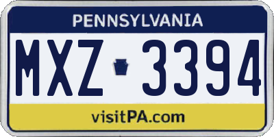 PA license plate MXZ3394