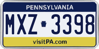 PA license plate MXZ3398