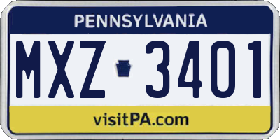 PA license plate MXZ3401