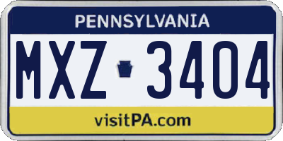 PA license plate MXZ3404
