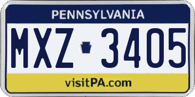 PA license plate MXZ3405