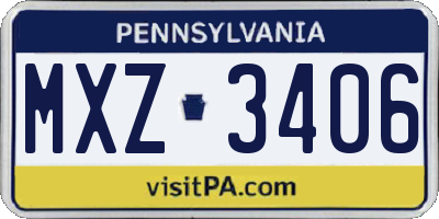 PA license plate MXZ3406