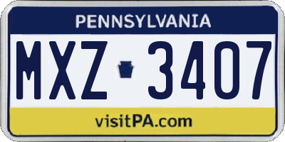 PA license plate MXZ3407