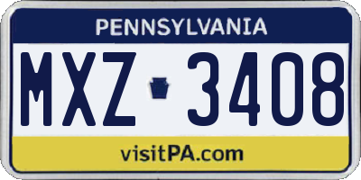 PA license plate MXZ3408