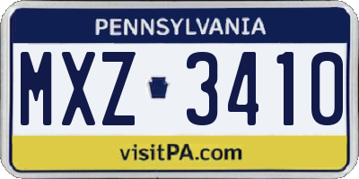 PA license plate MXZ3410