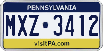PA license plate MXZ3412