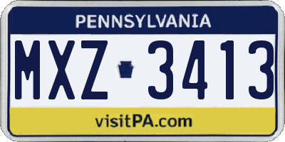 PA license plate MXZ3413