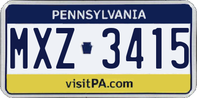 PA license plate MXZ3415