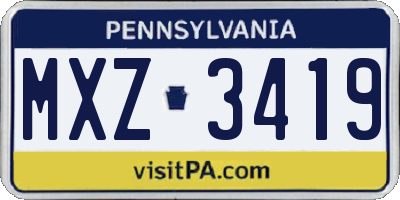 PA license plate MXZ3419