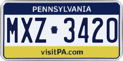 PA license plate MXZ3420