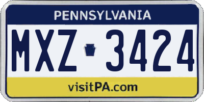 PA license plate MXZ3424