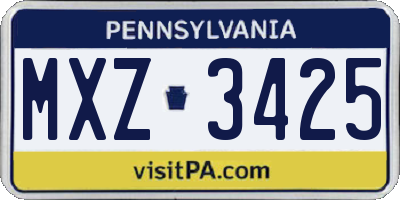 PA license plate MXZ3425