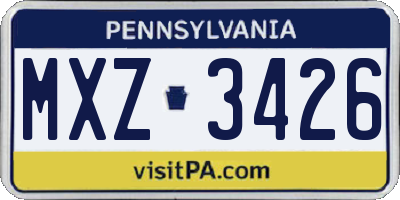 PA license plate MXZ3426